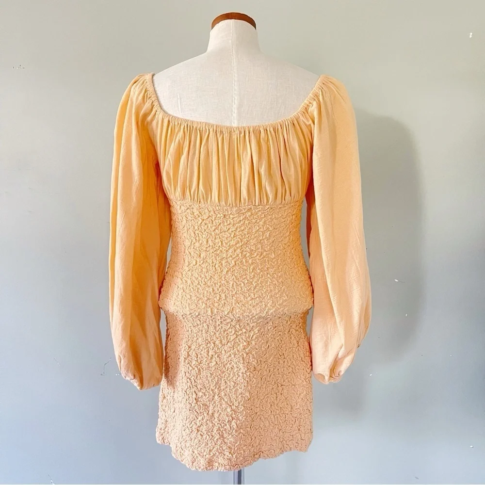 Free People Sherbet Balloon Drop smocked mini dress size Large NWOT